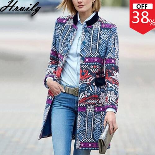 Coat Women Print Fashion Long Sleeve Casual Trench Coat for Women Office Holiday Party Autumn Winter Elegant Women Long Coat