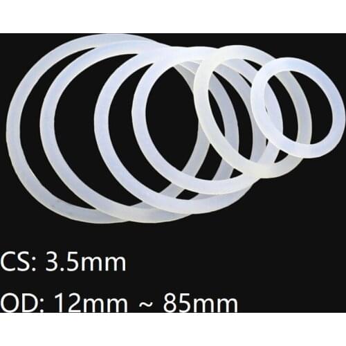 10pc White Silicone O Ring Gasket CS 3.5mm OD 12~ 85mm Food Grade silicone rings o-rings rubber ring gaskets