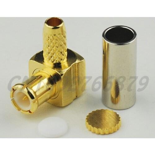 50pcs RF electrical wire terminal connector MCX Crimp Plug Right Angle male connector for coaxial cable RG316 RG174 LMR100