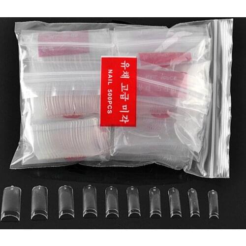 500Pcs/Pack Clear False Acrylic UV Gel Half French Transparent Nail Art Tips For Women Nail Beauty Tools