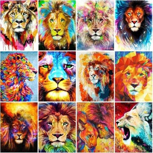 5D Diy Diamond Painting Colorful Lion Mosaic Full Drill Square Round Rhinestone Embroidery Animal Handmade Gift Home Decor