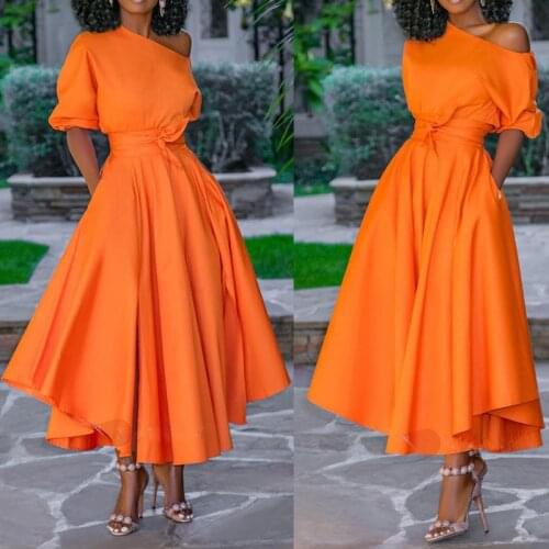 African Clothes For Women Ankara Dashiki Dress One Shoulder Sexy Robe 2021 New European Clothing Kaftan Party Gown Boubou