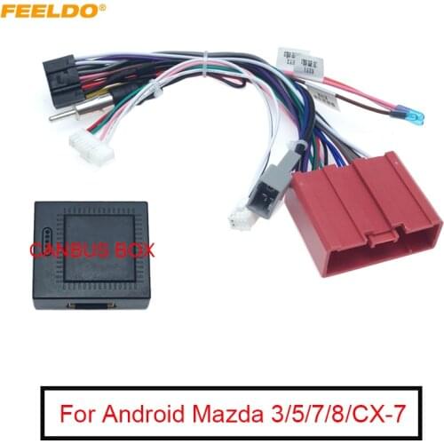 FEELDO 1PC Android Car Media Player Power Cable 16 PIN Adapter for Mazda 3/5/7/8/CX-7 with Canbus Box Radio Wiring Harness