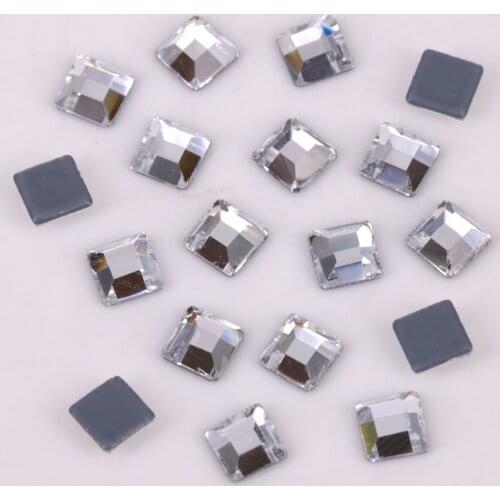 Lead Free AAA 3mm, 4mm, 5mm, 6mm Crystal Clear Square Hotfix Rhinestones / Iron On Flat Back Crystals