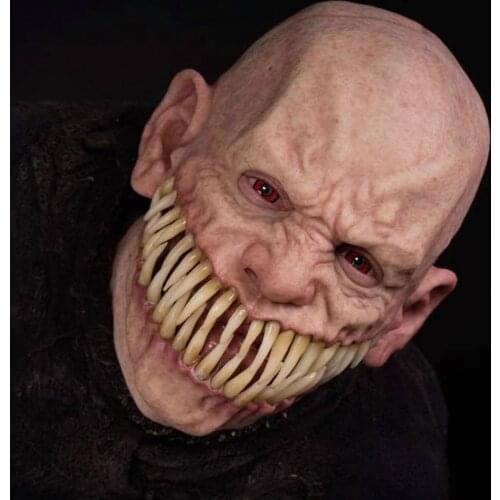Demon Latex Mask Scary Devil Mutant With Realistic Long Teeth Costume Halloween Party Props