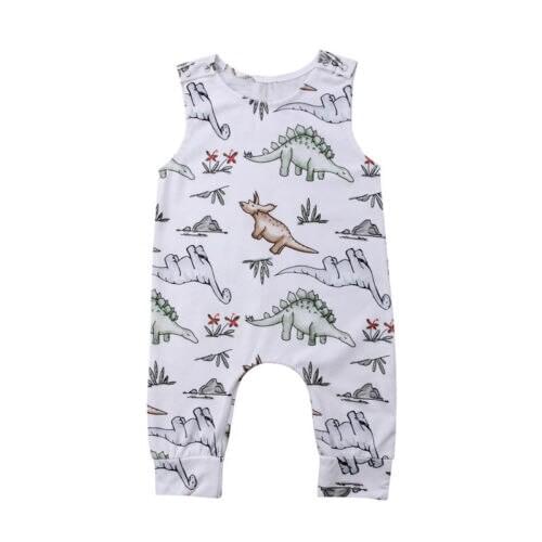 Newborn Toddler Baby Boys Girls Dinosaur Long Romper Jumpsuit Clothes Outfits Size 0-24M