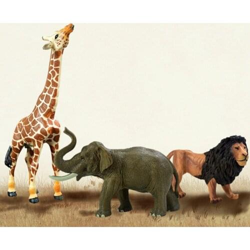 Simulation Animal Toy Model African Wildlife Giraffe Elephants Lions Childrens Toys Realistic Modeling Action & Toy Figures