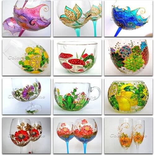 5D Full Square Diamond painting embroidery Cross stitch glass lemon mashroom flowers plant DIY Round Drill Drawing mosaic L022
