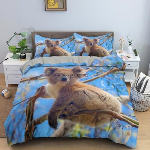 Funny Animal Koala Bedding Sets Kids Adult Duvet Covers Bedclothes Single Double King Queen Size Quilt Cover with Pillowcase
