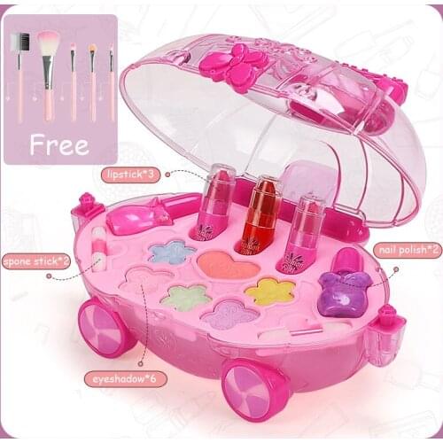 Fashion Baby Comestic Box Girls Makeup Set Toys Pretend Play Make up Toys For Girls Princess Makeup Box With Free Makeup Brushes