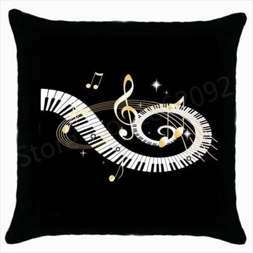 Cool Novelty Music Musical Throw Pillow Case Black Music Notes Symbol Decorative Cushion Cover Fashion Chic Couch Car Decor Gift