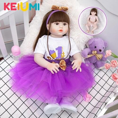 Long Hair Newborn Baby Boneca Toys Full Silicone Vinyl Reborn Baby Girl Doll Collection Gift To Toddler Birthday XMAS Surprise