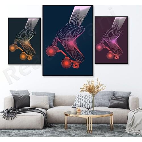 Skate line art Giclee print, roller skating wall art, roller skater gift, home decor gift poster