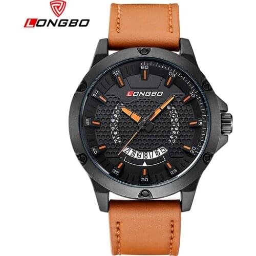 Fashion Longbo Brand Luxury Casual Hollow Out Dial Unique Design Watches Leather Date Calendar Men Women Waterproof WristWatches