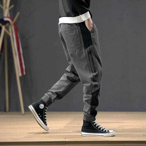 Fashion Joggers Men Loose Fit Casual Leisure Cargo Korean Style Pants Side Stripe Harem Trousers Streetwear Hip Hop Pants Men