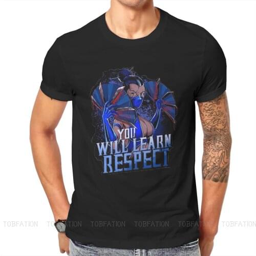 Mortal Kombat Video Game Kitana YOU WILL LEARN RESPECT Tshirt Harajuku Punk Men Streetwear Top Plus Size Cotton O-Neck T Shirt