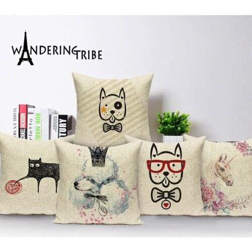 Cartoon Unicorn Cushion Covers Animal Dog Throw Pillow Cover Nordic Home Decor Cushions Case Quality Pillows Cases Linen Cojin