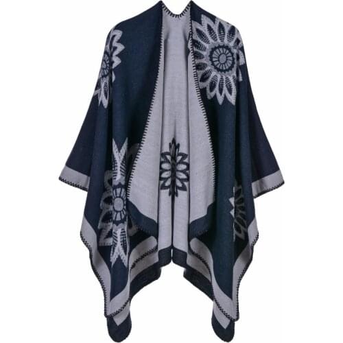 2019 New Fashion Ladies Winter Scarf Blanket Quality Women Poncho Warm Wool Ponchos Capes Long Knit Thick Women Echarpe Shawls