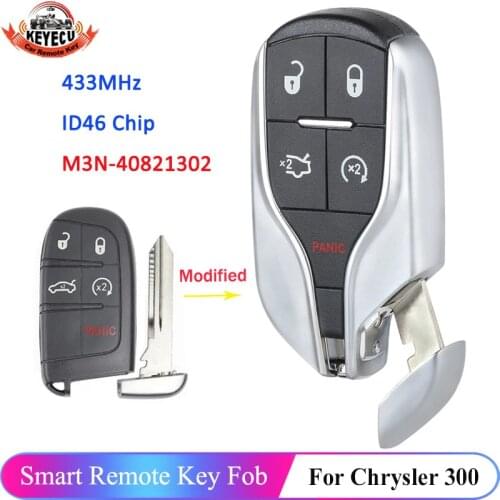 KEYECU Upgrade Replacement Remote Key Fob 433MHz ID46 for Chrysler Jeep Dodge 2011-2018 FCC: M3N-40821302