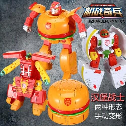 Educational Toy Ice Cream Burger Cake French Fries Drink Deformation Robot Plastic Food Toy Collection Childrens Toy Boy Gifts