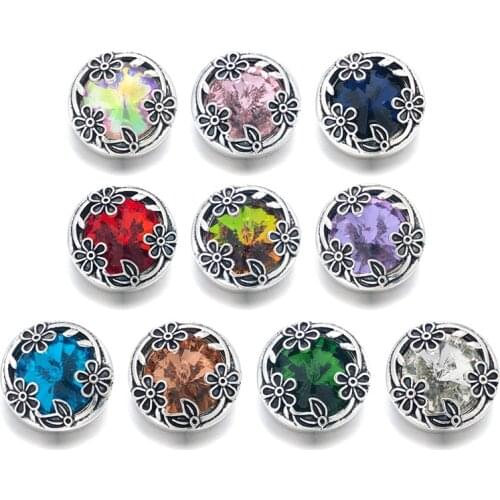 Wholesale w123 Crystal 3D 18mm 20mm Metal Snap Button For Bracelet Necklace Interchangeable Jewelry Women Accessorie Findings