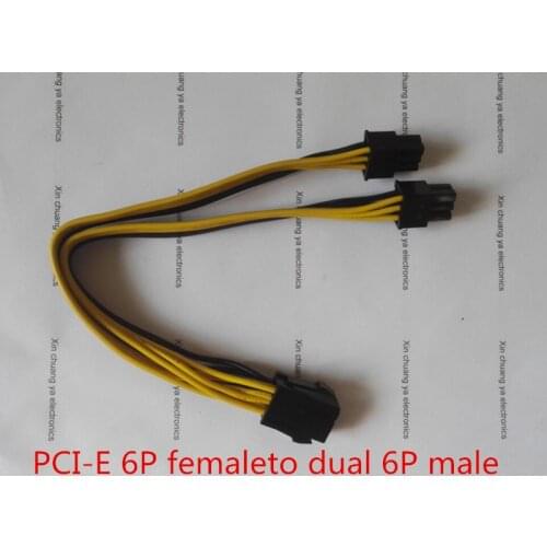 PCI-E PCIE PCI Express 6P female to Dual 6Pin male graphics card GPU extended Cable miner mining wire 18AWG 20cm