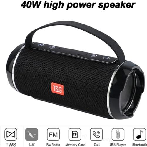 TG116C 40W TWS Outdoor Waterproof Portable High Power Bluetooth Speaker Wireless Sound Column Subwoofer Music Center 3D Stereo R