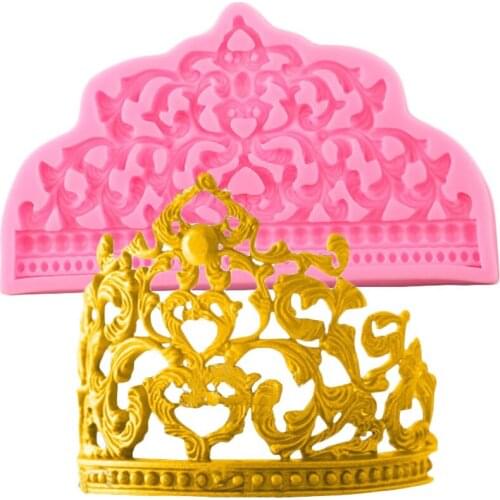DIY Baroque Crown Silicone Mold Wedding Cupcake Topper Chocolate Fondant Mould Cake Decorating Tools Jewelry Candy Clay Molds