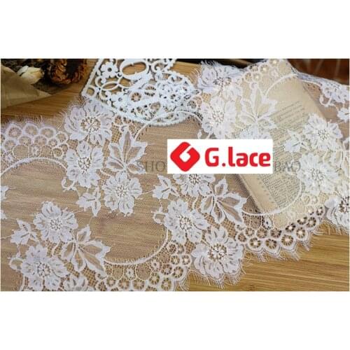 GLace 3M/lot 33cm wide eyelash lace accessories DIY craft material wedding dress decoration upscale lace fabric TX228