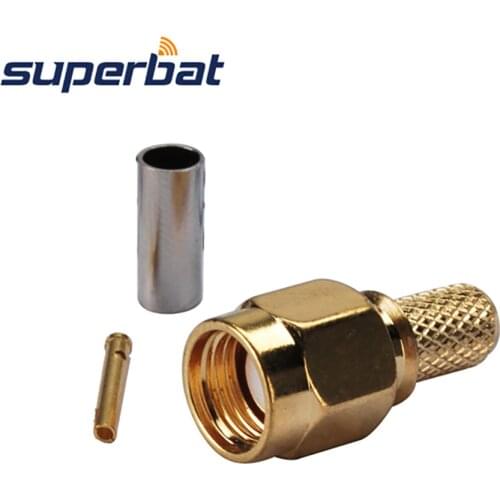 Superbat RP-SMA Crimp Plug(female pin) RF Coaxial Connector for LMR195 RG58 RG400 RG142 Cable
