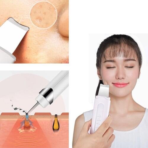 USB Ultrasonic Deep Face Cleaning Facial Massager Skin Scrubber Cleaner Ion Acne Blackhead Removal Exfoliating Peeling Spatula