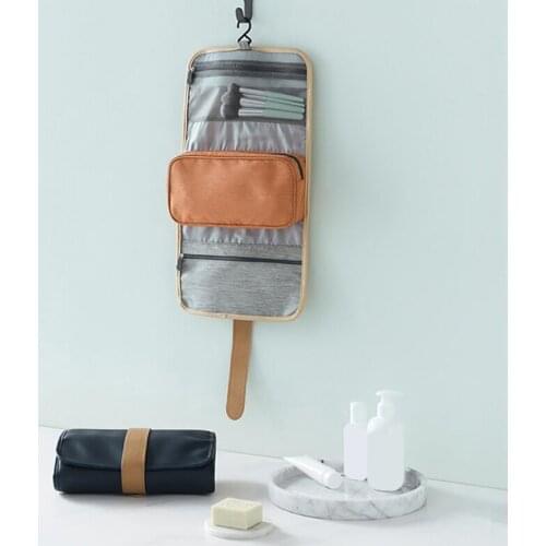 Waterproof Portable Polyester Travel Cosmetic Bag Hanging Wash Bag Neutral Make Up Bag Organizer Bathroom Wash Bag
