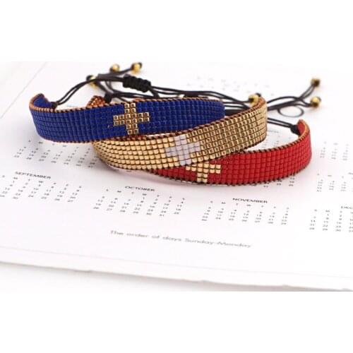 Cross Retro Ethnic Style Hand-woven Rice Bead Couple Bracelet Womens Jewelry with Free Shipping Women Bracelet Bohemian Jewelry
