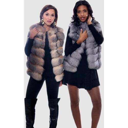 Real Fox Fur Vest Real Frost Fox Fur Vest Warm and Fashion Casual European Street Style