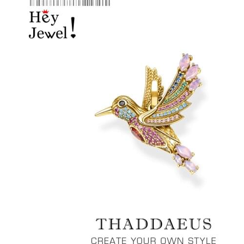 Pendant Colourful Hummingbird Gold,2021 Summer Jewelry 925 Sterling Silver Accessories Bohemia Gift For Women