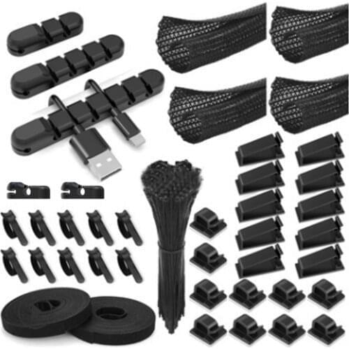 141Pcs/Set Cable Hub Data Cable Storage Cable Organizer Kit Desktop Tidy Management Clip Mouse Charging Cable Headset Cable Clip