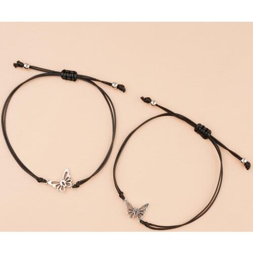 2pcs New Fashion Hollow Butterfly Bracelet Bohemian Womens National Style Silver Color Bracelet Fashion Jewelry Gift