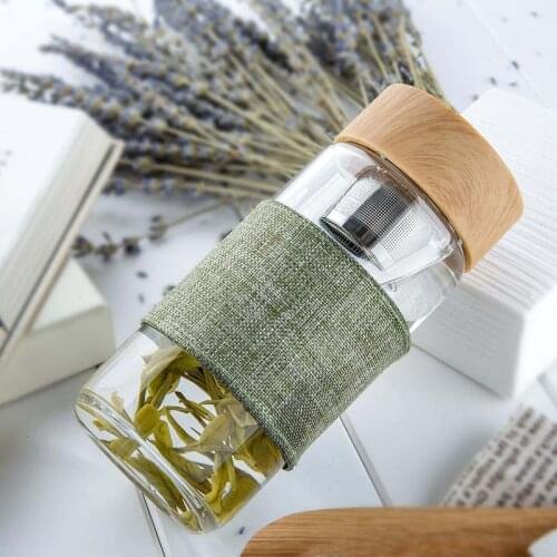 400ML My Bottle Glass Tea Infuser Water Bottle With Stainless Steel Filter Portable Sport Fruit Bottle With Sleeve Tea Bottle