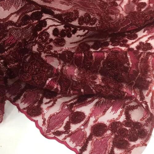 5yards/lot newest African net lace fabric high quality embroidered French lace fabric with sequins for party dress FSQX061