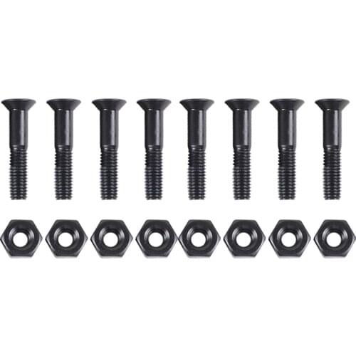 8 Pieces/Set 25mm Bolts Screws With Nuts Set Suitable For Skateboard - Black