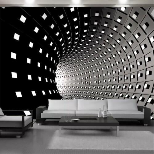 American Vintage 3d Wallpaper White Square Expansion Space Tunnel Interior Decoration Painting Mural Wallpapers Wall Papers