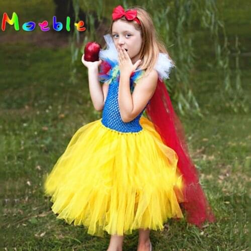 Snow White girls cartoon tutu Dress for Party Princess Dress for Birthday Vestido Largo Children halloween Costume Tutu Dresses
