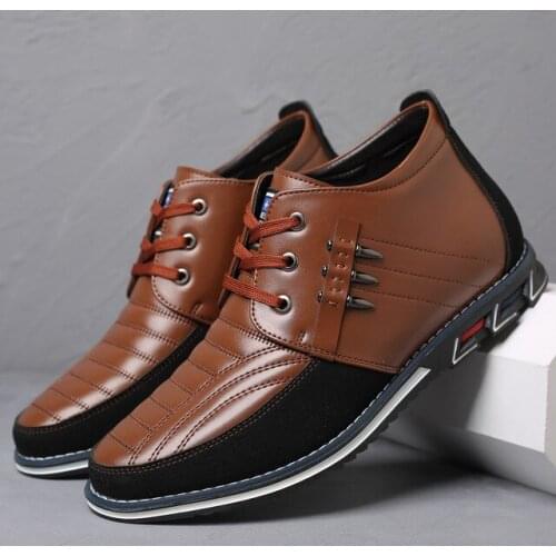 Middle cut casual mens autumn shoes round toe front lace-up mens ankle boots shoes fashionable large size48 H40
