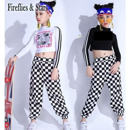 Spring Summer girls pants baby pants kids fashion trousers children bottoms streetwear black white check hip hop 4 to 14 yrs