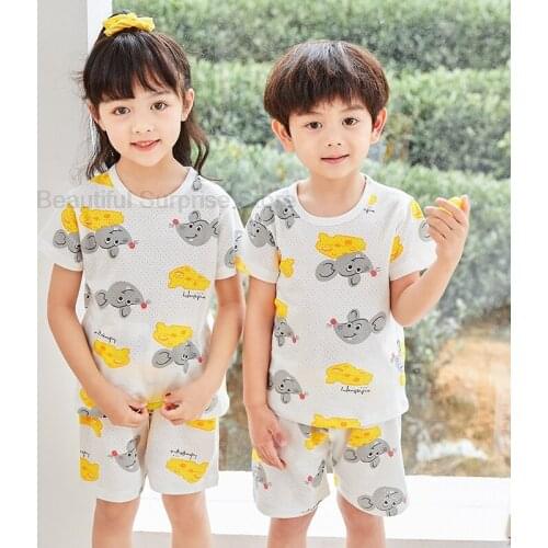 Kids Boys Mouse Print Clothes Sets Toddler Catoon Pyjamas Children Clothing Short Sleeve Sleepwear Cotton Pijamas for Baby Girls
