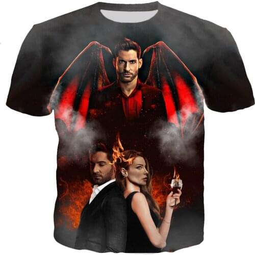 Lucifer T Shirts For MenTV Series Lucifer 3D Print T-shirt Fashion Casual Harajuku Style T Shirt Streetwear Plus Size Tops