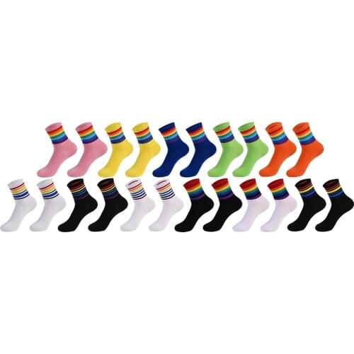 10 pairs of high quality cotton sports socks for men and women, colorful socks, rainbow socks, hip hop socks