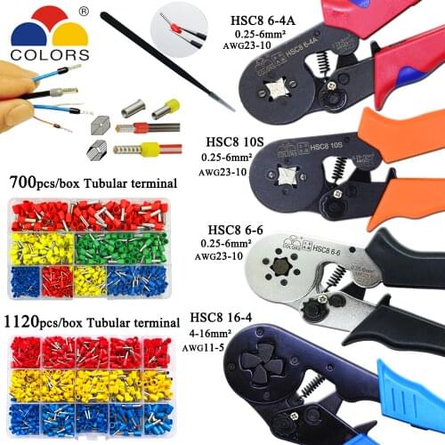 HSC8 10S 0.25-10mm2 23-7AWG HSC8 6-4A/6-6 0.25-6mm2 HSC8 16-4 crimping pliers electric tube terminals box mini brand clamp tools