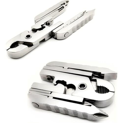 15 in 1 Pocket Multitools Plier Outdoor Mini Portable Folding Muilti-functional Plier Clamp Keychain Hiking Camping Tool