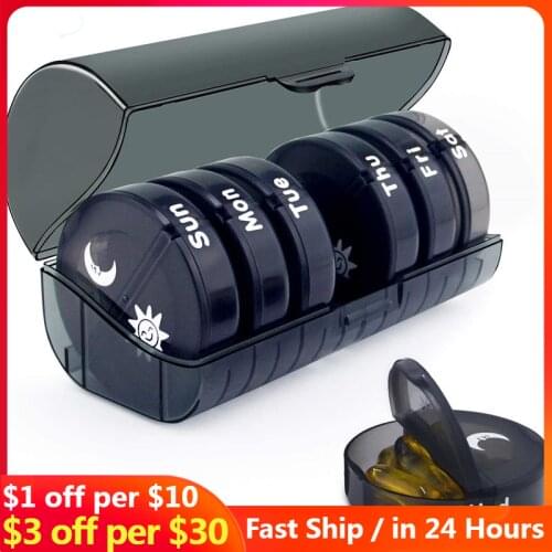 Pill Box Wheat Sealed 10 Grids Pill Container Organizer Health Care Drug Travel Divider 7 Day Pill Storage Bag Travel Pill Case